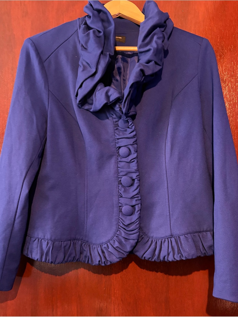 INC Ruffle Trim Royal Blue Women's Jacket